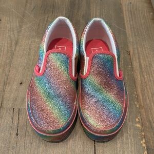 Girls size 13 vans sparkle rainbow slip on shoes